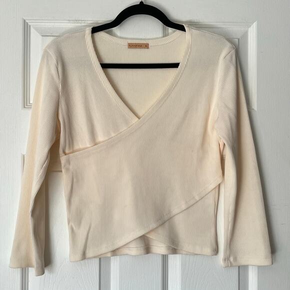 Elin Katana Ribbed Wrap Top - Size XL - Picture 1 of 8
